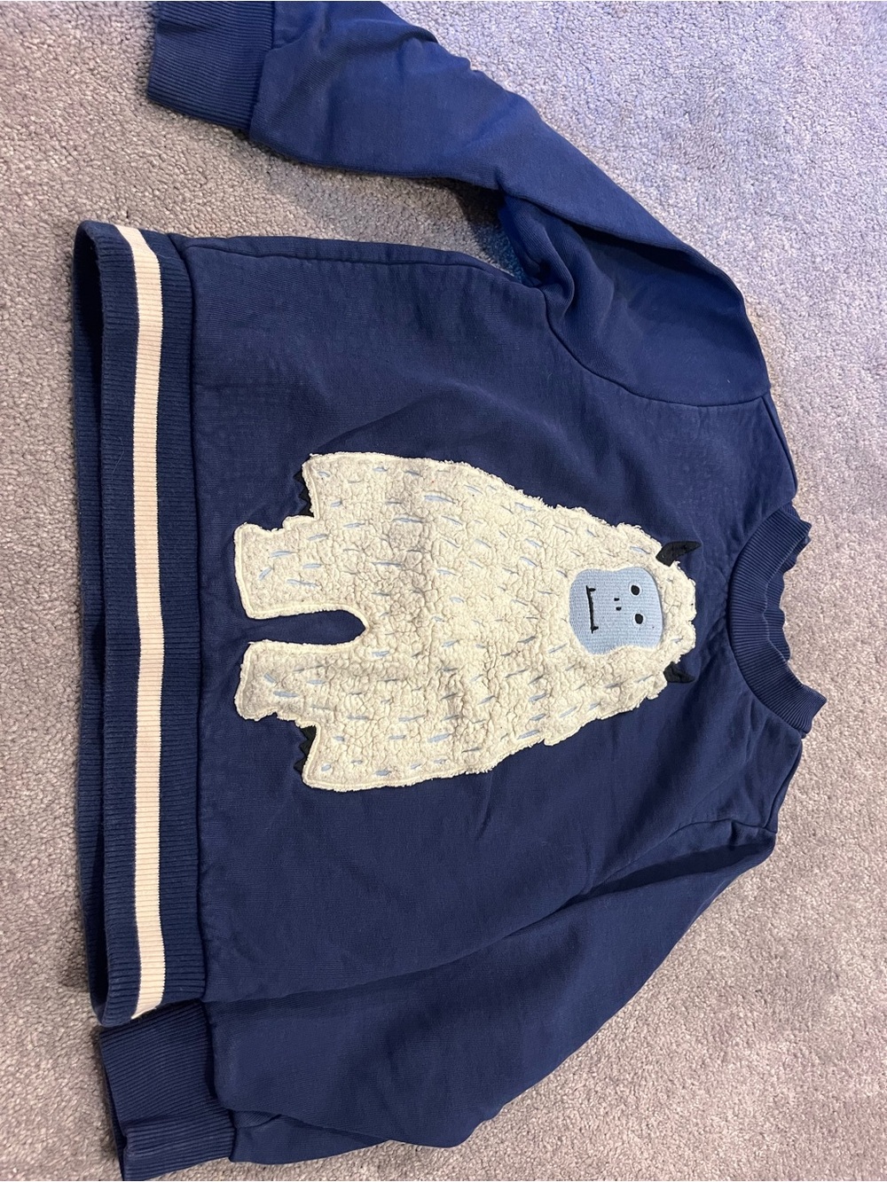 Hanna Andersson Navy Sweatshirt with Cream Yeti Appliqué